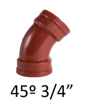 CURVA PP HEMBRA - HEMBRA A 45º 3/4” GINYPLAST