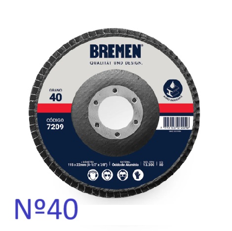 DISCO FLAP  4-1/2" (ø115x22mm) OX. ALUMINIO - 040 [10 unid] BREMEN