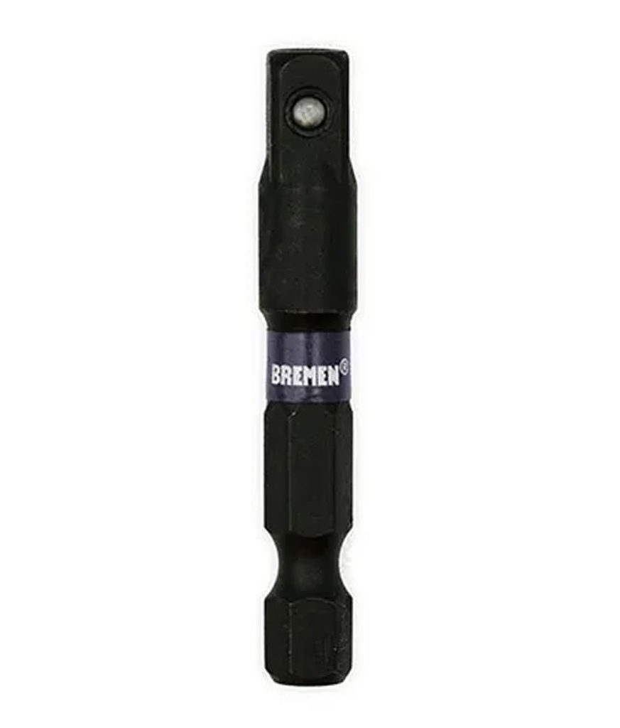 ADAPTADOR IMPACTO 1/4" Hexagonal x 1/2" Cuadrado Macho ( 50mm) [3 unid] BREMEN