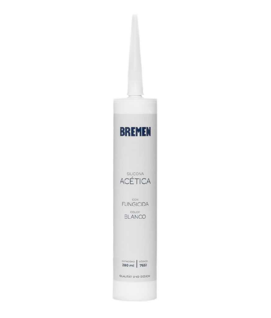 Silicona Acética con Fungicida 280ml [Blanca] (Caja x 12 Uni) BREMEN
