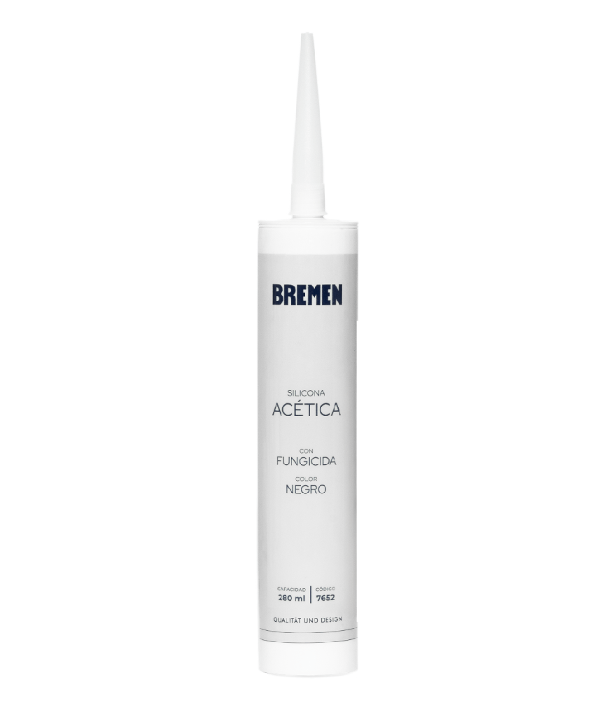 Silicona Acética con Fungicida 280ml [Negra] (Caja x 12 Uni) BREMEN