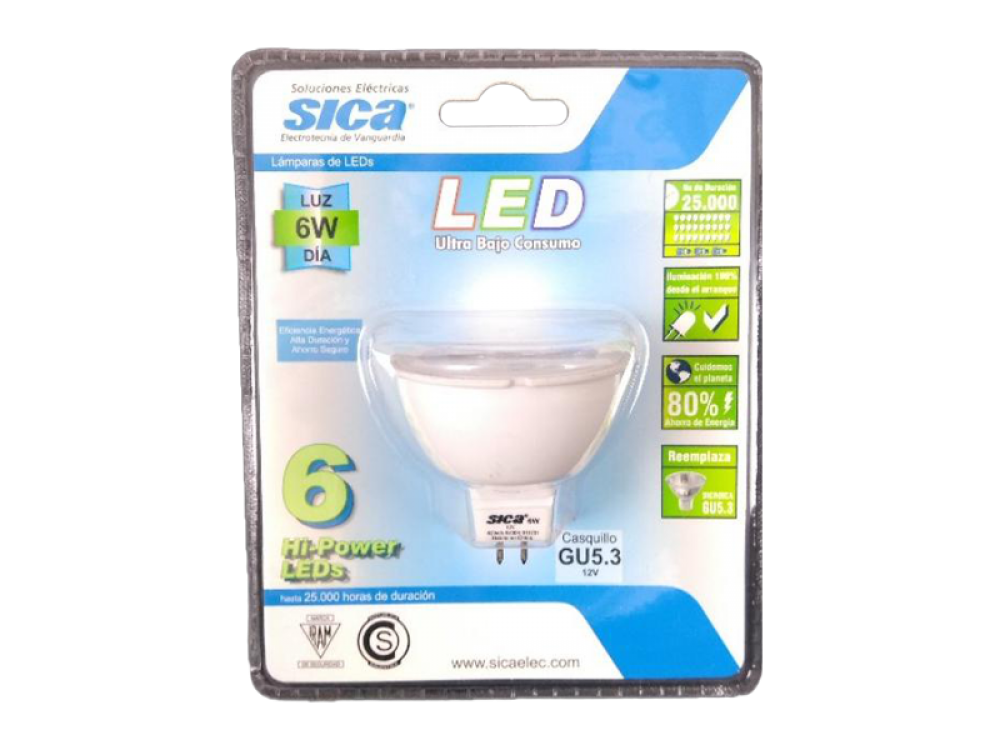 LAMPARA LED DICROICA 12V 6W GU5.3 LUZ DIA SICA