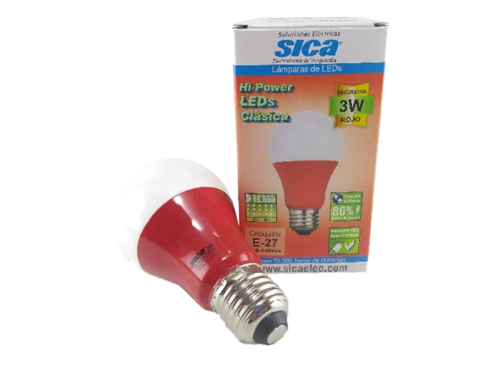 LAMPARA LED 3W E27 LUZ ROJA SICA