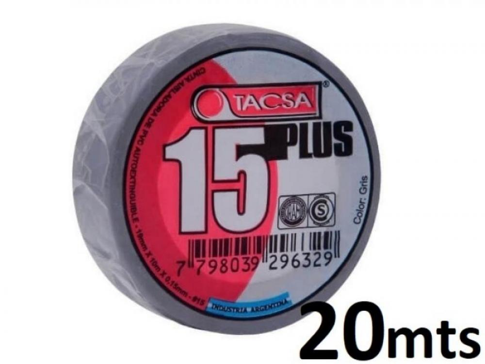 CINTA PVC 20 MTS GRIS TACSA