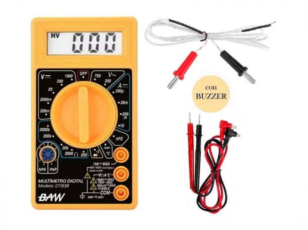TESTER DIGITAL CON MEDIDOR DE TEMPERATURA Y BUZZER BAW