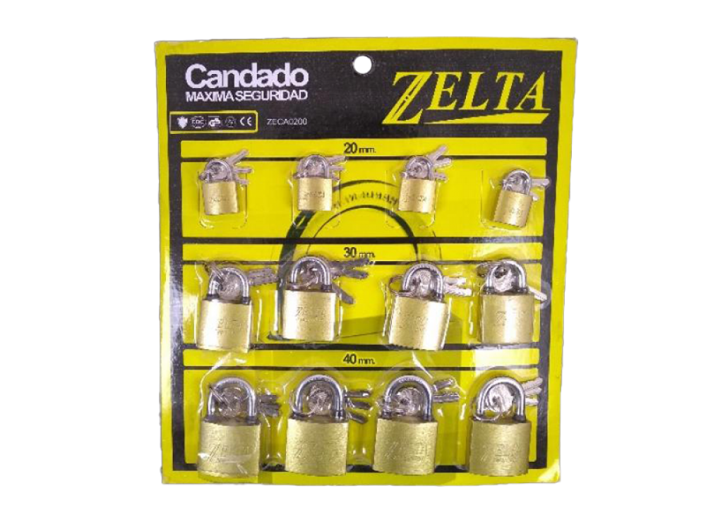 CANDADO EN BLISTER 20-30-40mm X 12 Unds