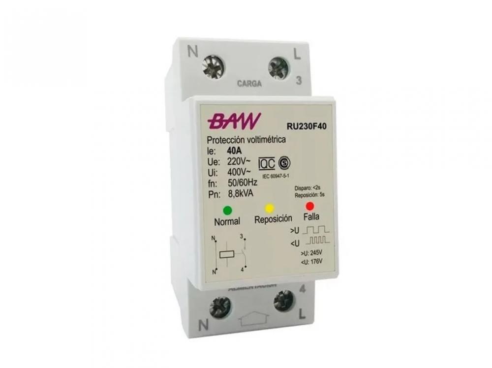 PROTECTOR ALTA/BAJA TENSION PARA RIEL DIN 40A BAW