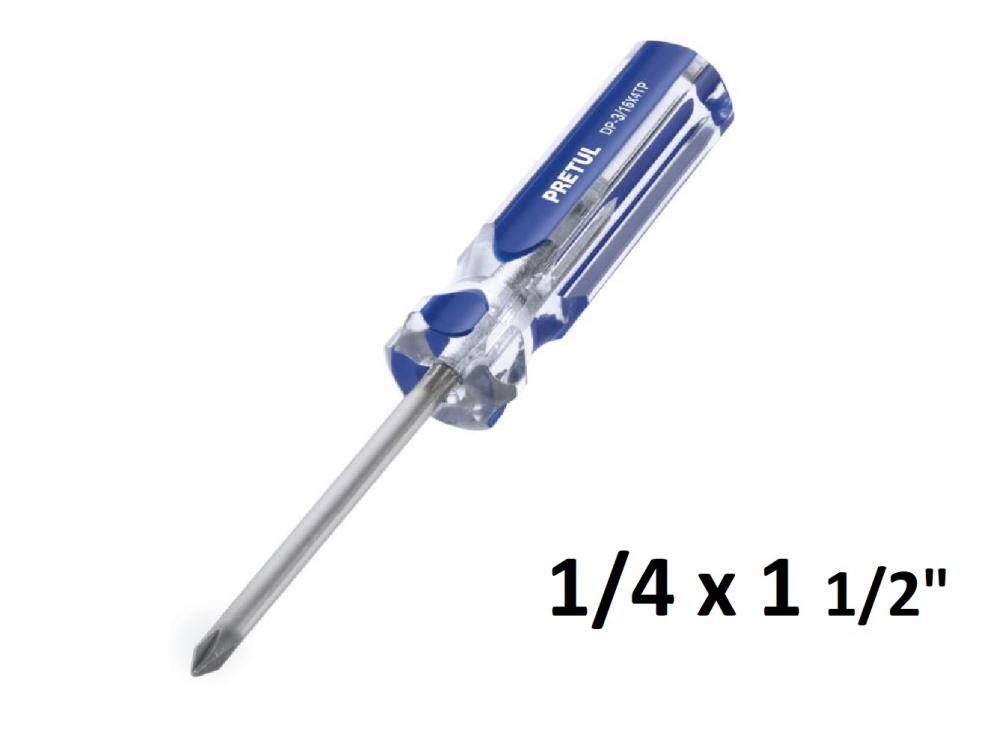 DESTORNILLADOR MANGO ACRILICO PHILLIPS 1/4 x 1 1/2" PRETUL