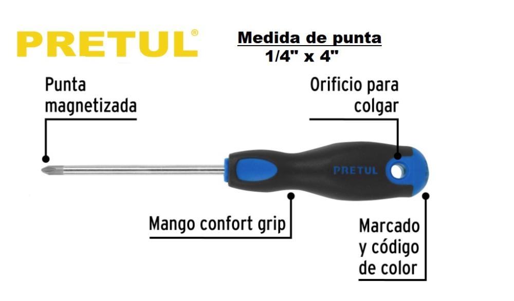 DESTORNILLADOR MANGO ACRILICO PHILLIPS 1/4 x 4" PRETUL