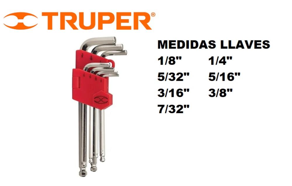 JUEGO DE 7 LLAVES ALLEN PULGADA TRUPER