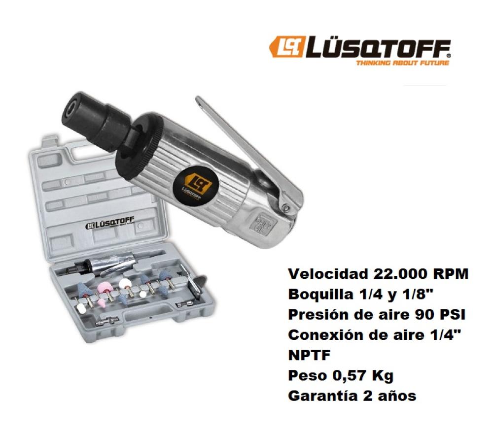 AMOLADORA RECTA NEUMATICA CON ACCESORIOS 90PSI LUSQTOFF