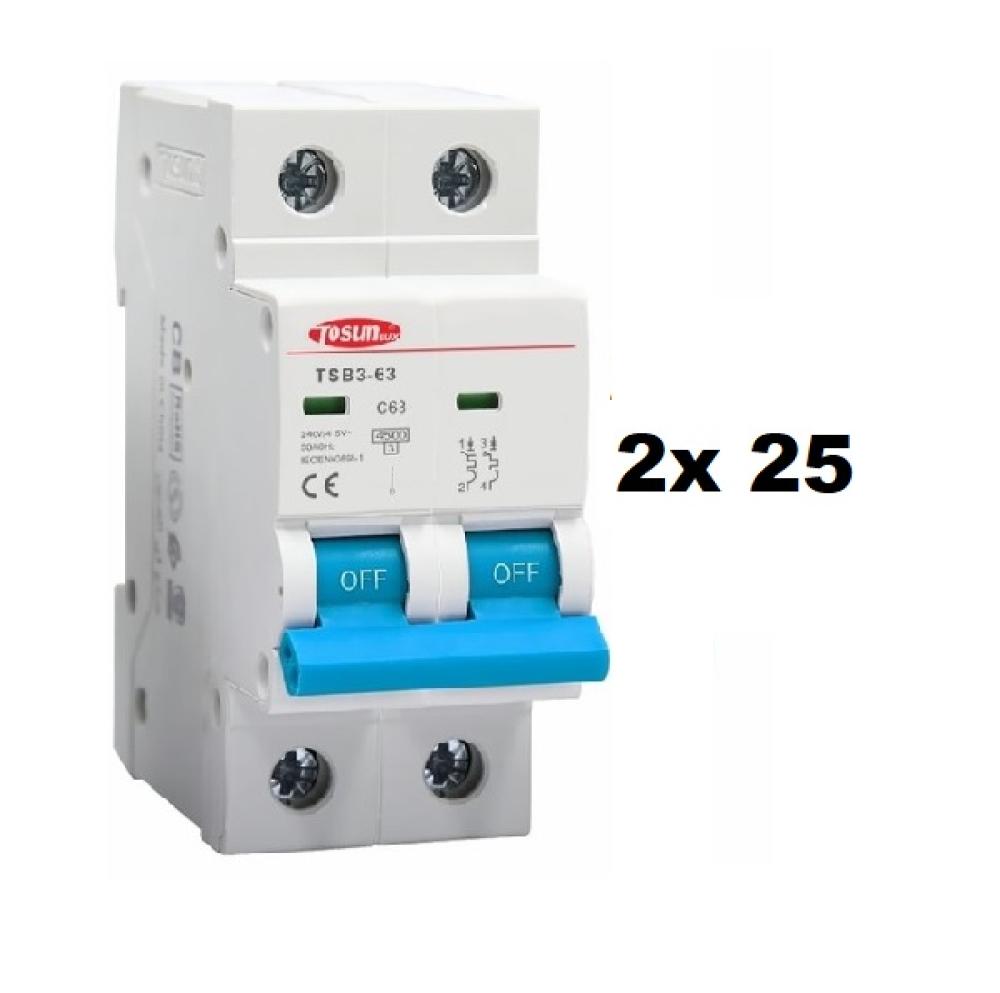 TERMICA BIPOLAR 2x 25A 4,5KA TOSUN