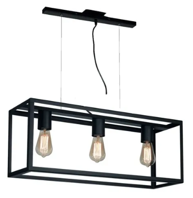 COLGANTE 3 LUZ RECTAN HIERRO 20X66X26cm E27 NEGRO SAN JUSTO