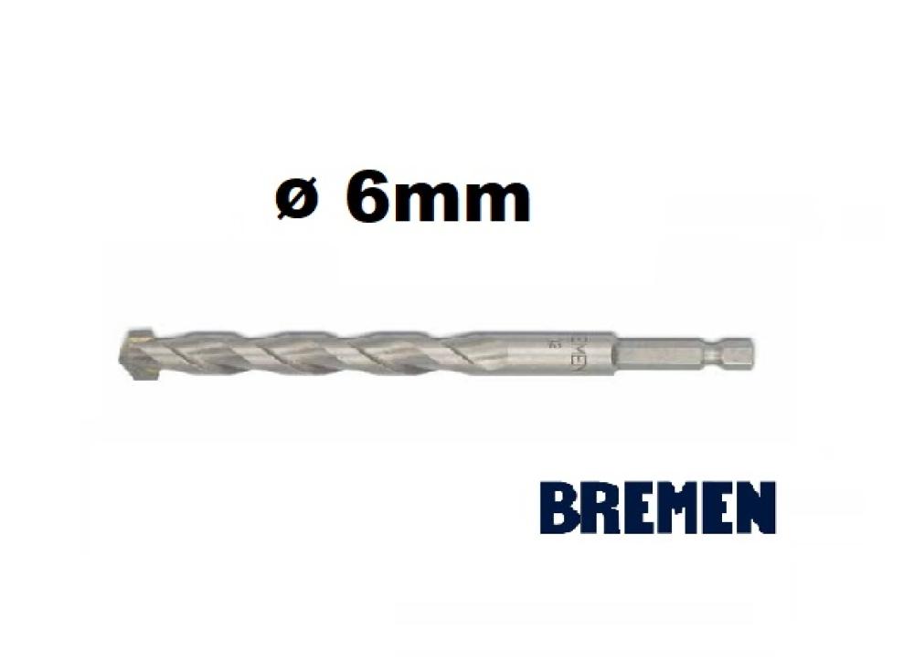 MECHA para HORMIGÓN (Widia) ø 6 x 100mm [Encastre Hexagonal] BREMEN