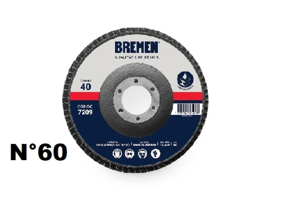 DISCO FLAP  4-1/2" (ø115x22mm) OX. ALUMINIO - 060 [10 unid] BREMEN
