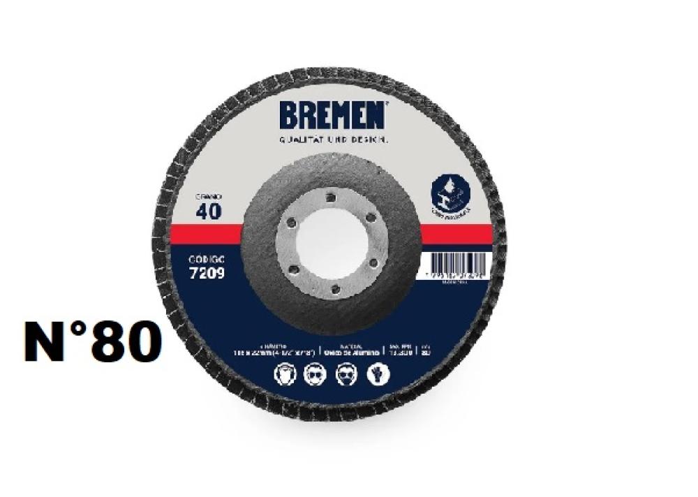 DISCO FLAP  4-1/2" (ø115x22mm) OX. ALUMINIO - 080 [10 unid] BREMEN