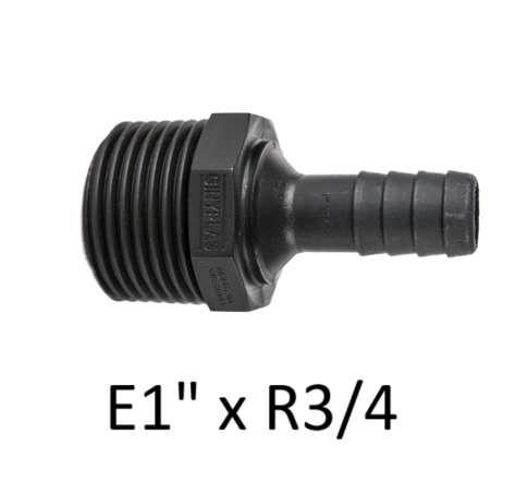 [50133-GINYPLAST] ESPIGA 1" x ROSCA MACHO 3/4” GINYPLAST