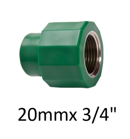 [82307-GINYPLAST] CUPLA FUSION REDUCCION 20mm CON INSERTO HEMBRA 3/4" GINYPLAST
