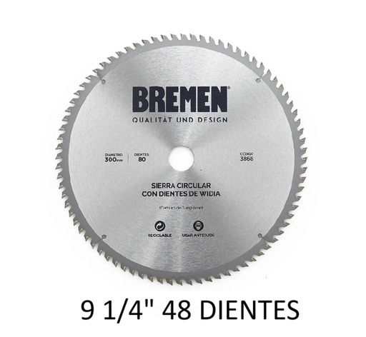 [7821-BREMEN] SIERRA CIRCULAR 9 ¼"-48 Dtes.WIDIA (ø25mm) BREMEN