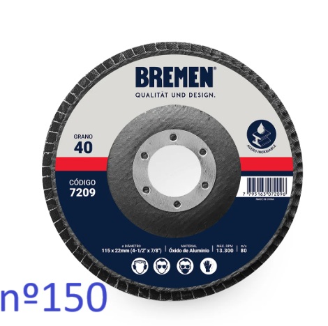[7935-BREMEN] DISCO FLAP  4-1/2" (ø115x22mm) OX. ALUMINIO - 150 [10 unid] BREMEN