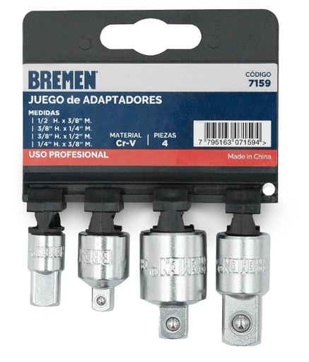 [3765-BREMEN] ADAPTADOR 1/4" Hembra x 3/8"Macho CrVa BREMEN