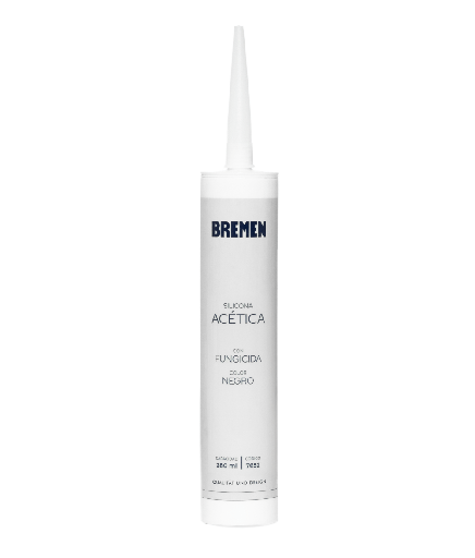 [7652-BREMEN] Silicona Acética con Fungicida 280ml [Negra] (Caja x 12 Uni) BREMEN