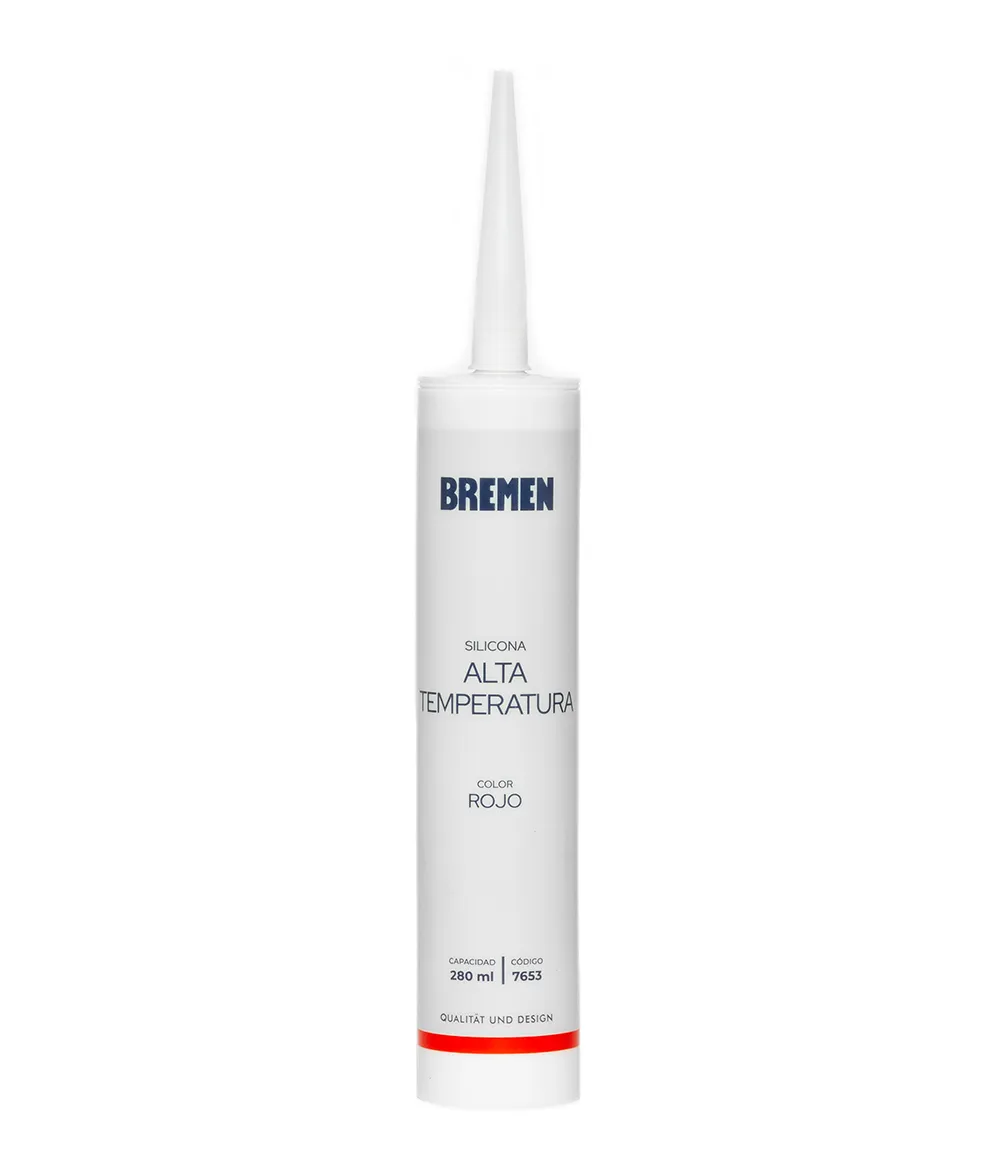 [7653-BREMEN] Silicona Alta Temperatura 280ml [Roja] (Caja x 12 Uni) BREMEN