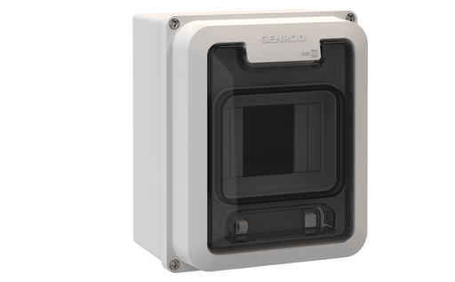 [045000B-GENROD] CAJAS P/ PILASTRA 8 MOD. DIN IP65 BLANCA CON TAPA FUME GENROD