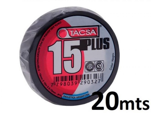 [CA20TN] CINTA PVC 20 MTS NEGRA TACSA