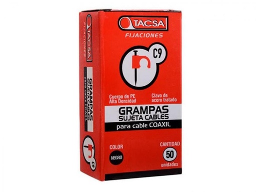 [TAC00224] GRAMPA COAXIL Nº 9 NEGRA x 50 UNIDADES C/U TACSA