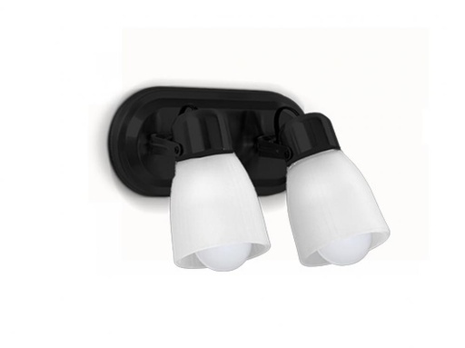 [LR5120-02] SPOT 2 LUZ BASE OVALO TULIPA POLICAR E27 NEGRO SAN JUSTO