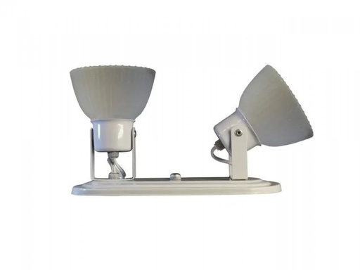 [LR8020-01] SPOT 2 LUZ BASE OVALO TULIPA VIDRIO E27 BLANCO SAN JUSTO