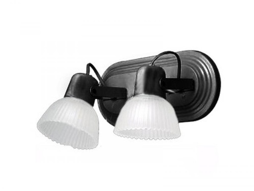 [LR8020-02] SPOT 2 LUZ BASE OVALO TULIPA VIDRIO E27 NEGRO SAN JUSTO