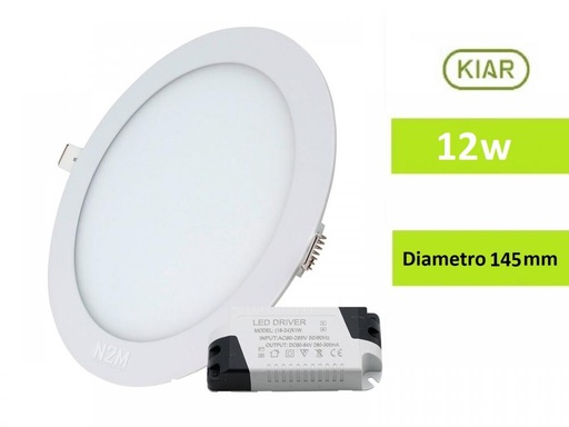 [297-KIAR] PANEL LED REDONDO EMBUTIR 12W LUZ NEUTRA RESILIENTE