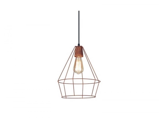 [CJ6681-10] COLGANTE 1 LUZ JAULA DIAMANTE 25X30cm E27 COBRE SAN JUSTO