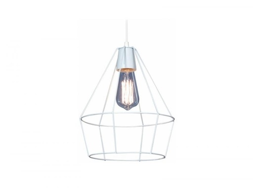 [CJ6681-01] COLGANTE 1 LUZ JAULA DIAMANTE 25X30cm E27 BLANCO SAN JUSTO