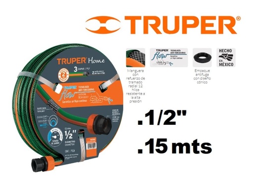 [16051] MANGUERA 1/2" TRICAPA 15 METROS TRUPER