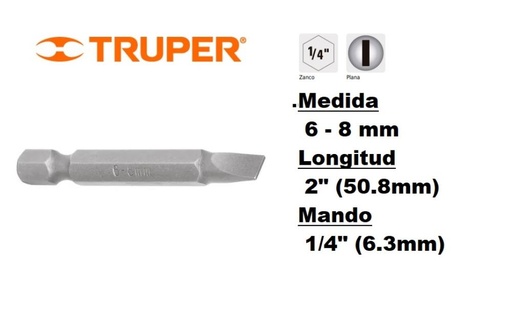[17828] PUNTA 6 - 8mm PLANO 2" LARGO TRUPER