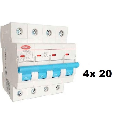 [384403-TOSUN] TERMICA TETRAPOLAR 4x 20A 4,5KA TOSUN