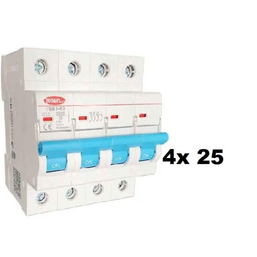[384404-TOSUN] TERMICA TETRAPOLAR 4x 25A 4,5KA TOSUN