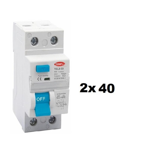 [170052-TOSUN] DISYUNTOR BIPOLAR 2x 40A 30mA TOSUN