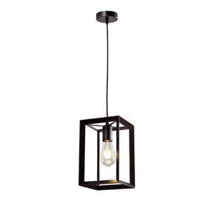 [CR6651-02] COLGANTE 1 LUZ RECTAN HIERRO 20X20X26cm E27 NEGRO SAN JUSTO