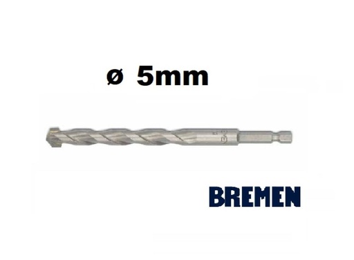 [7679-BREMEN] MECHA para HORMIGÓN (Widia) ø 5 x 90mm [Encastre Hexagonal] BREMEN